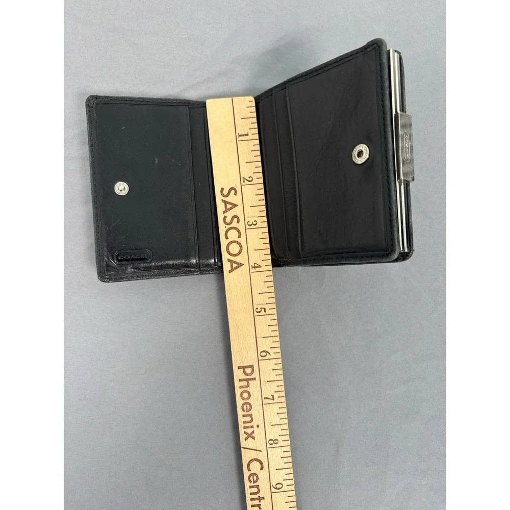 Vintage Coach Black Leather Bifold Small Wallet 3.5